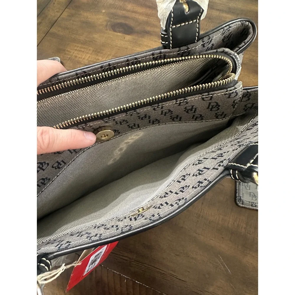 Dooney & Bourke Buckle Satchel H035CB1 Grey Black Monogram Signature Handbag NEW